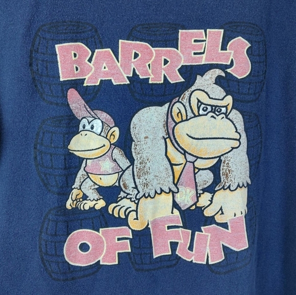 Vintage BARRELS OF FUN Donkey Kong Nintendo Graphic T-shirt Mens XL Throwback - Picture 2 of 5